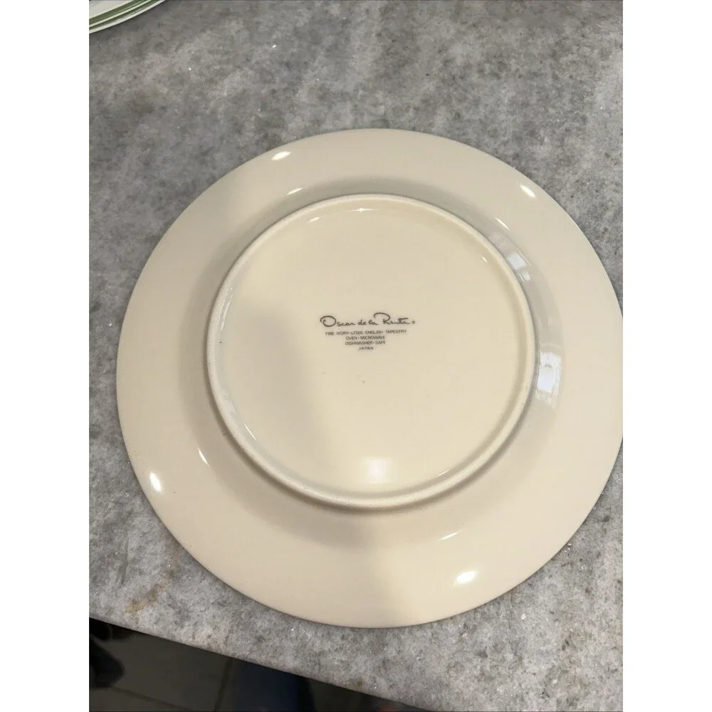 Oscar De La Renta English Tapestry Dessert Salad Plates 8.5” Cottage Japan